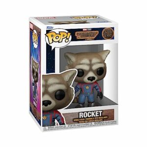 Figura Funko Pop! de Rocket Raccoon de "Guardianes de la Galaxia 3" en su caja original.