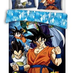 Funda nórdica de Dragon Ball con personajes de la serie en colores vivos.