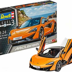 Maqueta de coche McLaren 570S color naranja en escala 1:24 de la marca Revell.