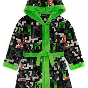 Bata de niños de Minecraft con capucha y detalles verdes para edades 11-12 años.