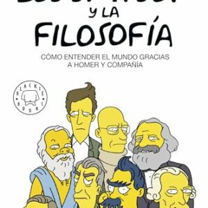 Portada del libro "Los Simpson y la filosofía" con personajes de la serie junto a filósofos famosos.