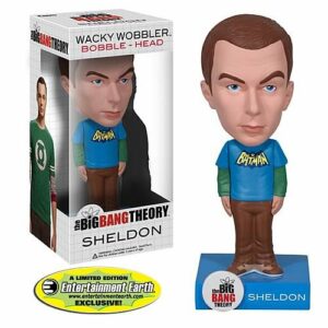 Figura bobblehead de Sheldon con camiseta de Batman de "The Big Bang Theory" de la marca Funko.