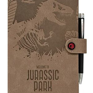 Cuaderno de notas A5 "Jurassic Park" con diseño de dinosaurio y bolígrafo proyector.