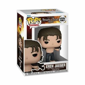 Figura Funko Pop! de Eren Jaeger de Attack on Titan sin camiseta, en caja de colección.