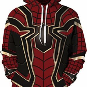 Sudadera con capucha de diseño inspirado en Spider-Man con impresión en 3D en tonos rojo y negro.