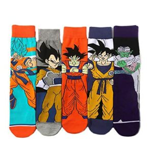 Calcetines de personajes de Dragon Ball en varios colores, ideales para cosplay.