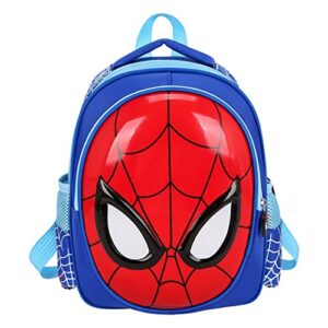 Mochila infantil azul con diseño 3D del hombre araña en rojo y negro.