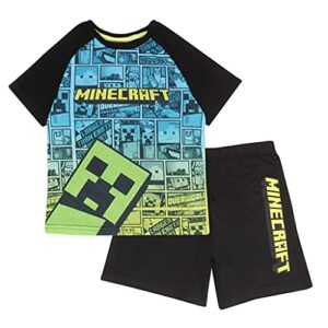 Conjunto de pijamas para niños de Minecraft con diseño cómico multicolor.