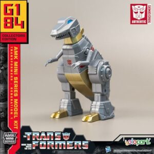 Juguete de Grimlock Transformers G1 en forma de dinosaurio.