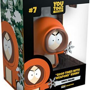 Figura de vinilo de Kenny de South Park con shurikens, en caja de colección.