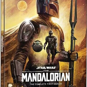 El Mandalorian: Primera Temporada Completa en Blu-ray con arte del personaje principal en la portada.