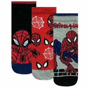 Pack de 3 calcetines de Spiderman multicolores con diferentes diseños para niños.