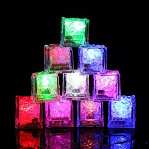 Cubitos de hielo LED de colores brillantes para decoración de fiestas.