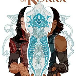 Portada de "The Legend of Korra: Patterns in Time: an anthology" con Korra sosteniendo un arte tribal azul.