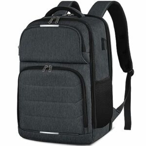 Mochila negra para portátil con múltiples compartimentos y puerto USB, marca NEWHEY.