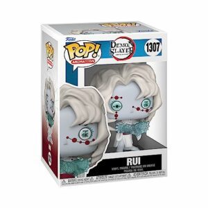 Figura Funko Pop! de Rui, personaje de Demon Slayer, estilo chibi con detalles rojos y blancos.