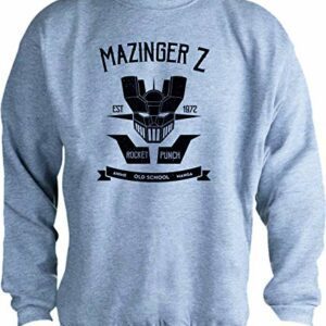 Sudadera gris de Mazinger Z con diseño vintage en el frente.