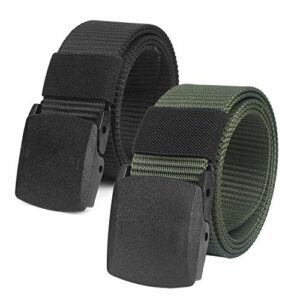 Cinturones Chalier en negro y verde militar con hebillas de plástico.