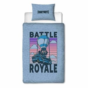 Juego de cama individual de Fortnite con diseño de Battle Royale en azul.