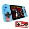 Consola de juegos portátil azul con pantalla a color y mando adicional rojo.