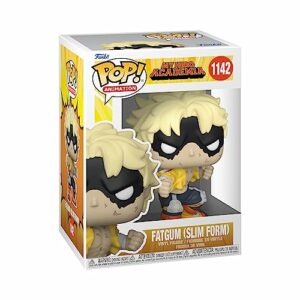 Funko Pop! de Fat Gum en su forma delgada de My Hero Academia, vestido de amarillo y negro.