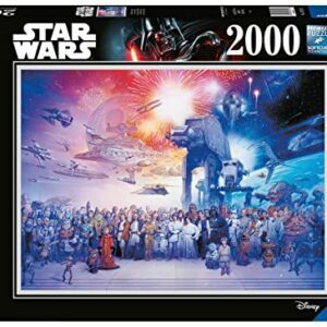 Puzzle de 2000 piezas de Star Wars con una imagen épica de personajes y naves.