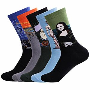 Calcetines Ambielly con estampados de obras de arte famosas.