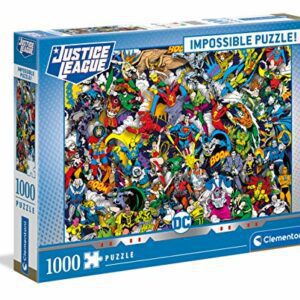 Puzzle Clementoni de 1000 piezas con un colorido diseño de cómic de la Liga de la Justicia de DC Comics.