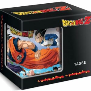 Taza Dragonball Z con imagen de Goku y Vegeta en vuelo.